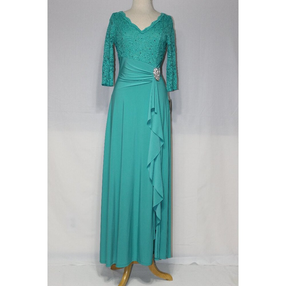 Fanny Fashion #1294 Women's Lace and Chiffon Formal Dress-Size L-JADE-NEW W/Tags